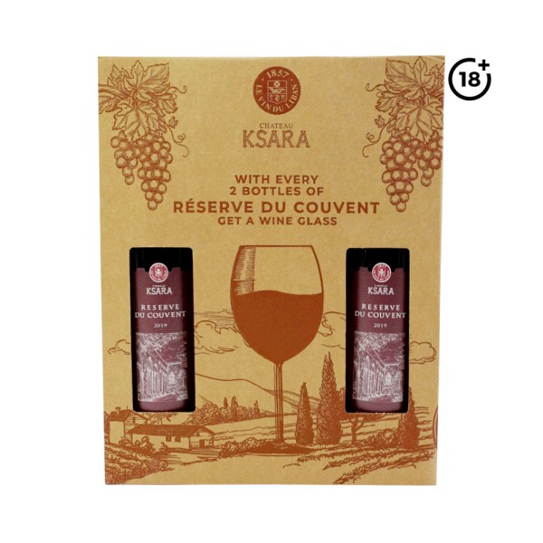 CHATEAU KSARA 2xRESERVE DU COUVENT+WINE GLASS