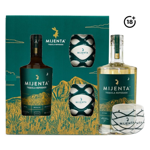 MIJENTA TEQUILA REPOSADO + 2 GLASSES