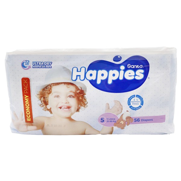 HAPPIES BABY DIAPERS ECO PACK X-LARGE 12-20KG SIZE 5