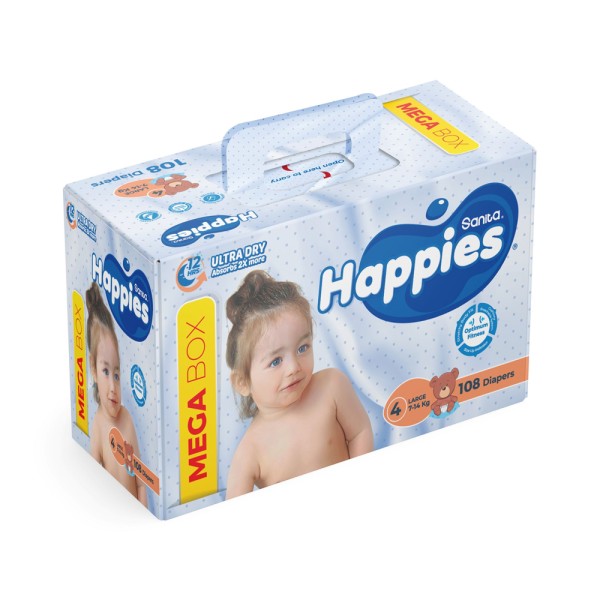 HAPPIES NEW MEGA BOX LARGE 7-14KG SIZE 4