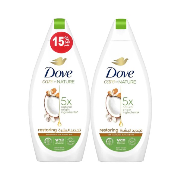 DOVE BODY WASH RESTORING COCONUT DUNE 2x15PCUT