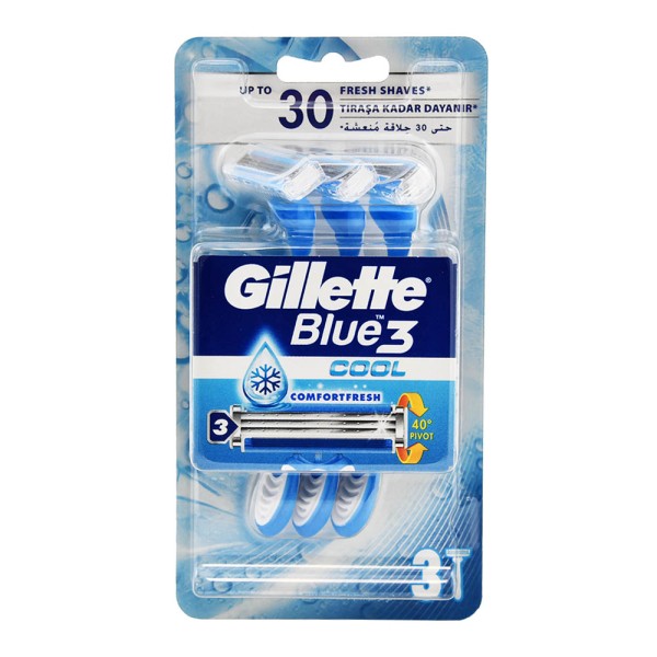 GILLETTE RAZOR DISPOSABLE COOL BLUE 3