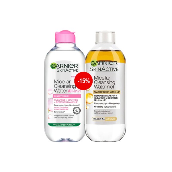 GARNIER MICELLAR WATER+MICELLAR WATER IN OIL 15PCUT