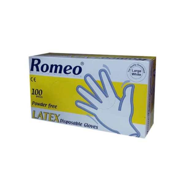 ROMEO LATEX GLOVES POWDER FREE100PCS