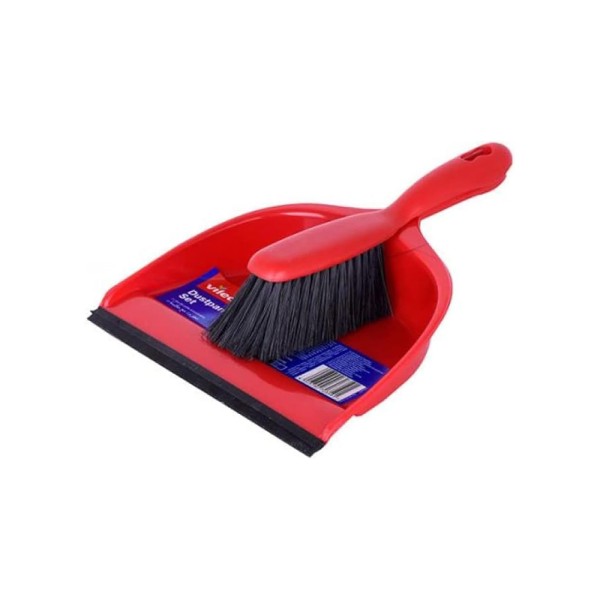 Vileda Dustpan And Brush Standard Set, Grooved Edge, Rubber Lip - ...