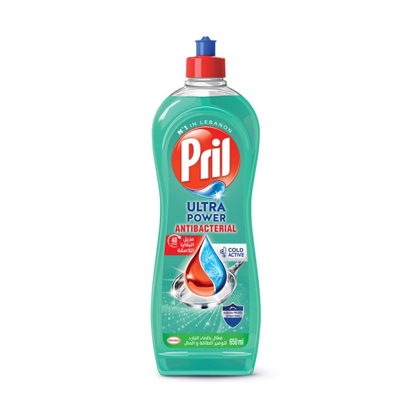 Pril cold active dishwashing liquid, Antibacterial 650ml